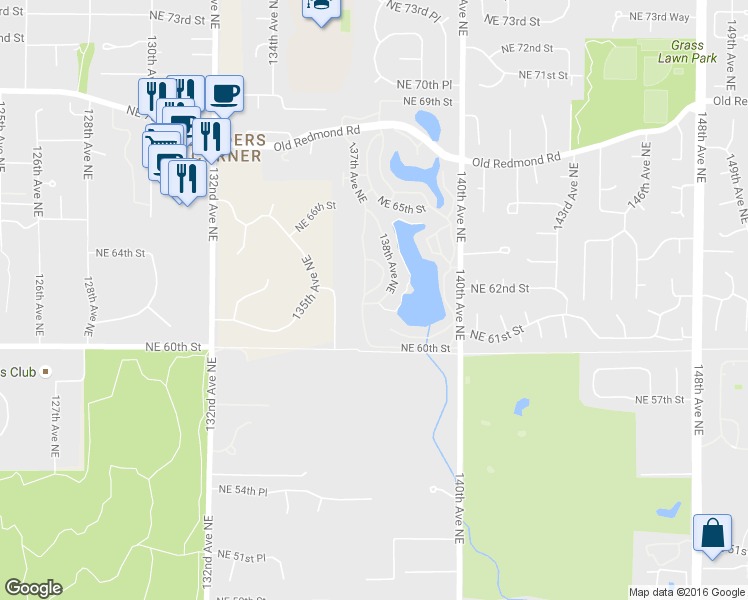 map of restaurants, bars, coffee shops, grocery stores, and more near 6236 137th Avenue Northeast in Redmond