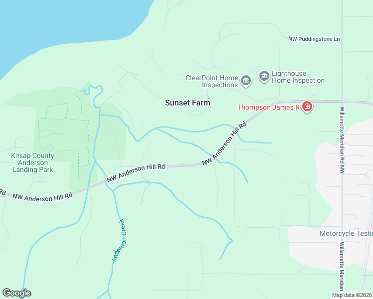 map of restaurants, bars, coffee shops, grocery stores, and more near 7416 Northwest Anderson Hill Road in Silverdale