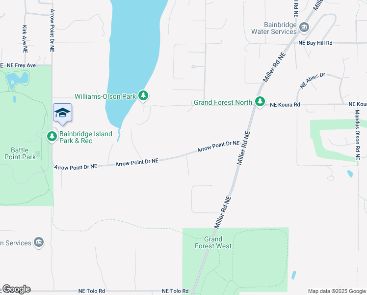 map of restaurants, bars, coffee shops, grocery stores, and more near 10076 Arrow Point Drive Northeast in Bainbridge Island