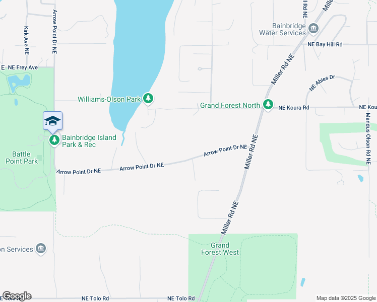 map of restaurants, bars, coffee shops, grocery stores, and more near 10076 Arrow Point Drive Northeast in Bainbridge Island