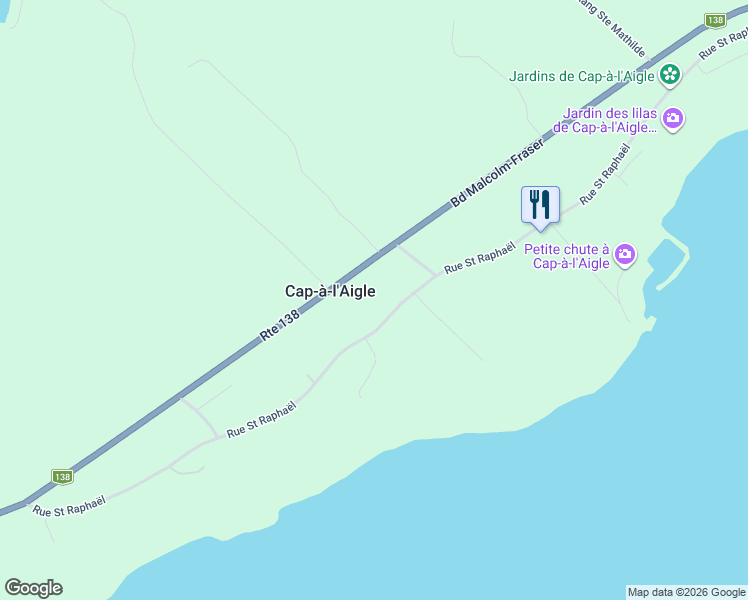 map of restaurants, bars, coffee shops, grocery stores, and more near 289 Rue Saint Raphaël in La Malbaie