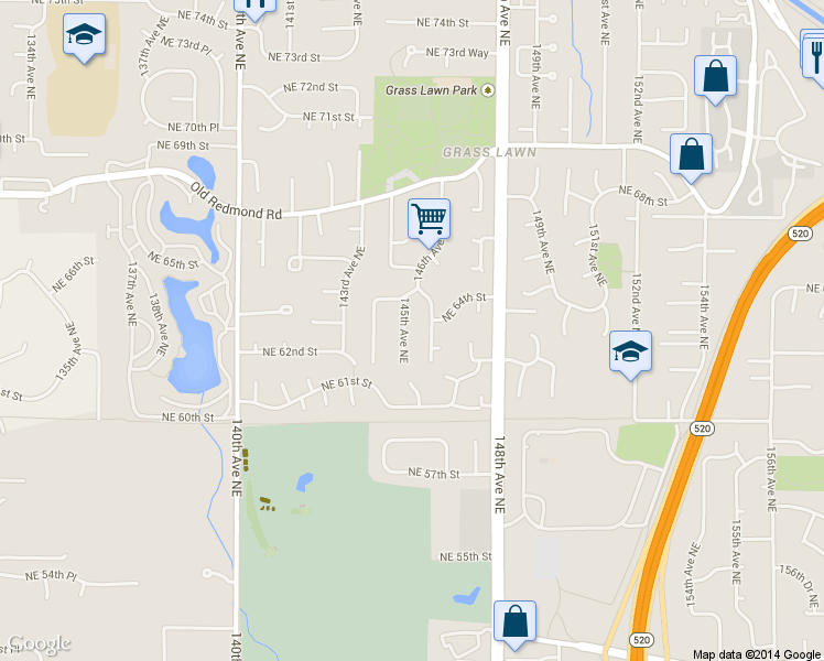 map of restaurants, bars, coffee shops, grocery stores, and more near 6206 145th Ave NE in Redmond