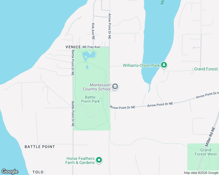 map of restaurants, bars, coffee shops, grocery stores, and more near 10994 Arrow Point Drive Northeast in Bainbridge Island