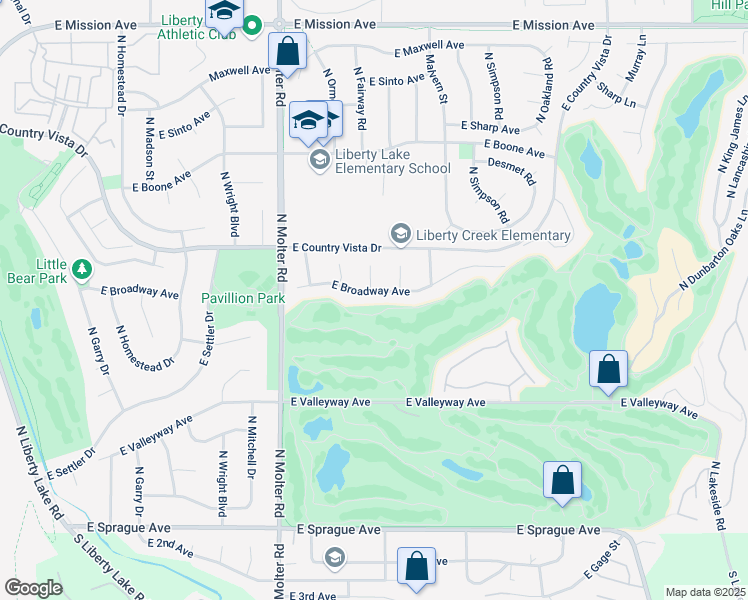 map of restaurants, bars, coffee shops, grocery stores, and more near 23806 East Broadway Avenue in Liberty Lake