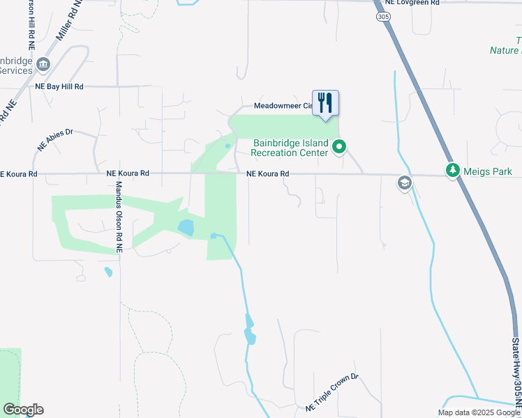 map of restaurants, bars, coffee shops, grocery stores, and more near 11099 Forest Lane Northeast in Bainbridge Island