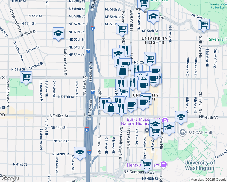 map of restaurants, bars, coffee shops, grocery stores, and more near 809 Northeast 48th Street in Seattle