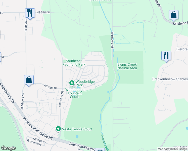 map of restaurants, bars, coffee shops, grocery stores, and more near 6770 193rd Place Northeast in Redmond