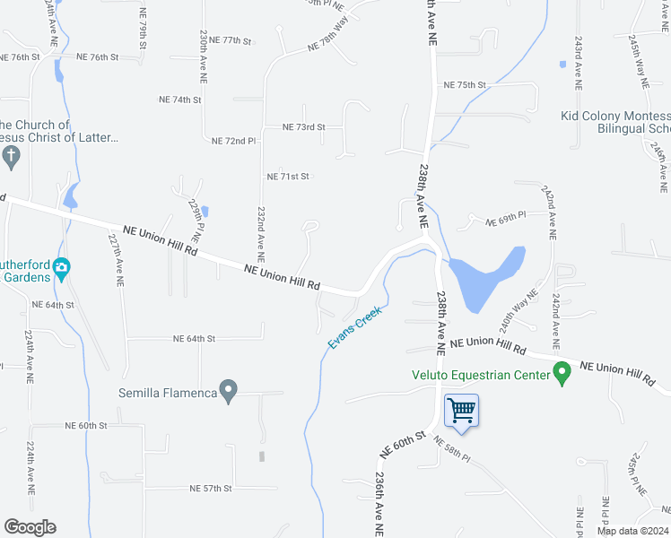 map of restaurants, bars, coffee shops, grocery stores, and more near 23418 Northeast Union Hill Road in Redmond