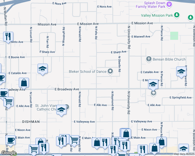 map of restaurants, bars, coffee shops, grocery stores, and more near 910 North Felts Road in Spokane Valley