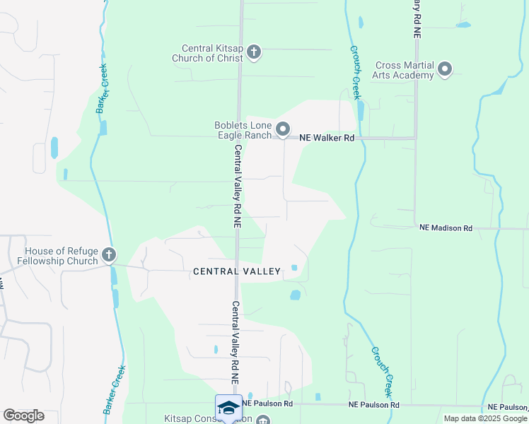 map of restaurants, bars, coffee shops, grocery stores, and more near 11282 Central Valley Road Northeast in Poulsbo