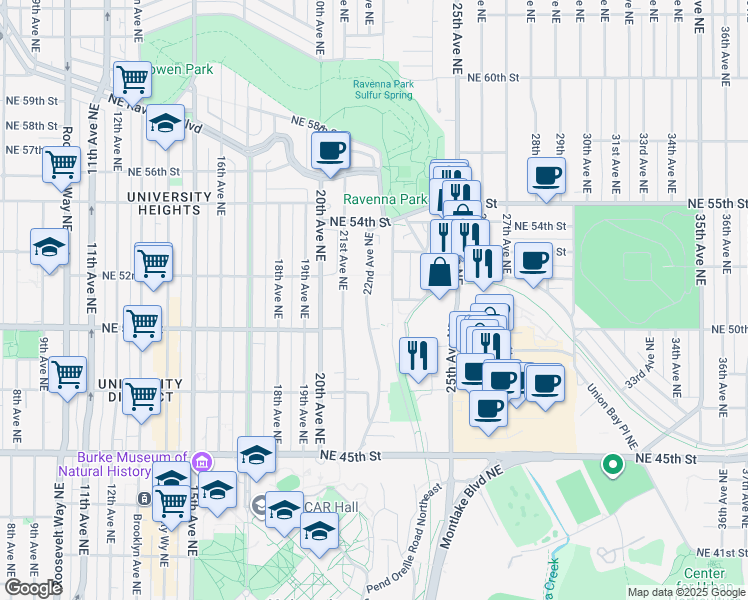 map of restaurants, bars, coffee shops, grocery stores, and more near 5026 22nd Avenue Northeast in Seattle