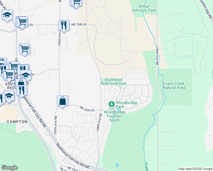 map of restaurants, bars, coffee shops, grocery stores, and more near 18932 Northeast 67th Way in Redmond