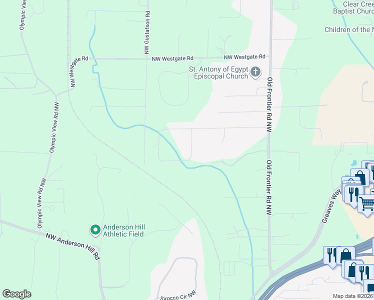 map of restaurants, bars, coffee shops, grocery stores, and more near 4789 Northwest Hosman Circle in Silverdale