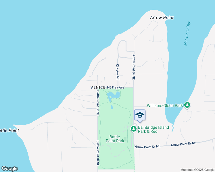 map of restaurants, bars, coffee shops, grocery stores, and more near 11600 Olympic View Drive Northeast in Bainbridge Island