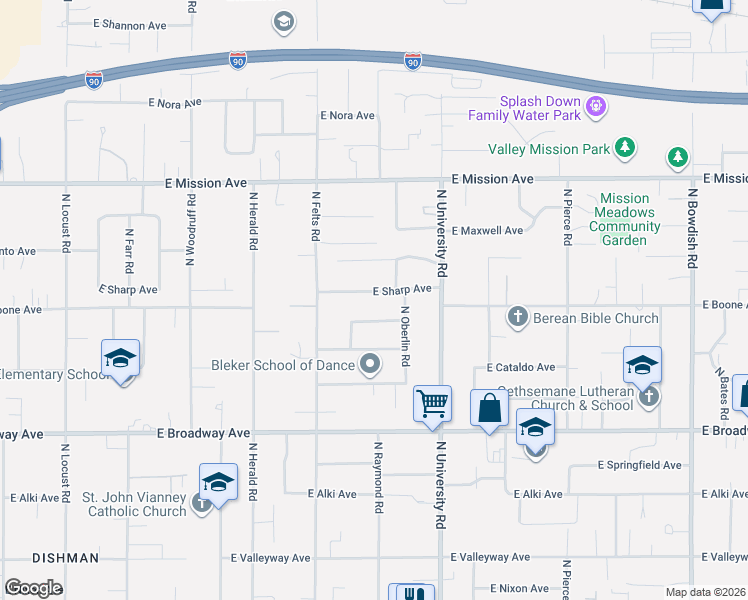 map of restaurants, bars, coffee shops, grocery stores, and more near 10420 E Sharp Ave in Spokane Valley