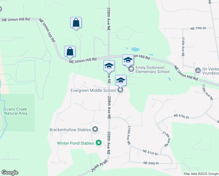 map of restaurants, bars, coffee shops, grocery stores, and more near 7040 208th Avenue Northeast in Redmond