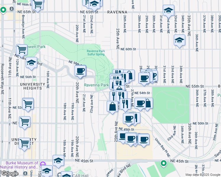 map of restaurants, bars, coffee shops, grocery stores, and more near in Seattle