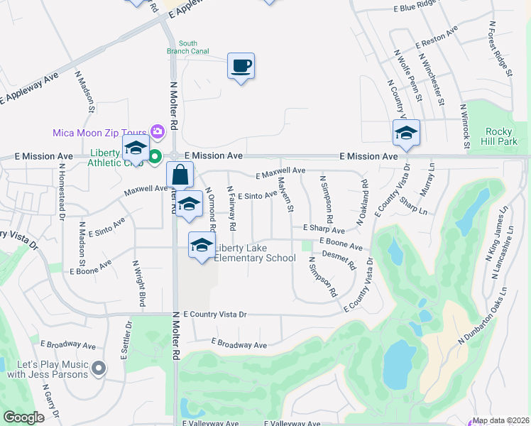 map of restaurants, bars, coffee shops, grocery stores, and more near 1223 North Eagle Road in Liberty Lake