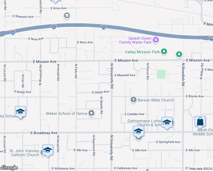 map of restaurants, bars, coffee shops, grocery stores, and more near 10603 East Sharp Avenue in Spokane Valley