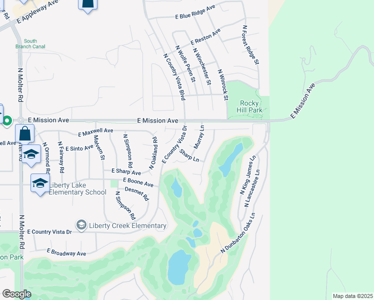 map of restaurants, bars, coffee shops, grocery stores, and more near 24614 Sinto Lane in Liberty Lake