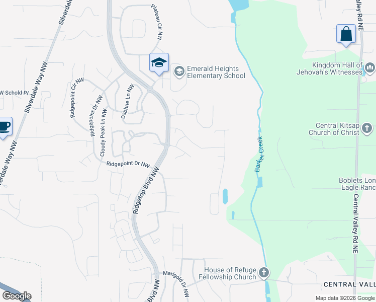 map of restaurants, bars, coffee shops, grocery stores, and more near 1091 Deer Harbor Ln NW in Silverdale