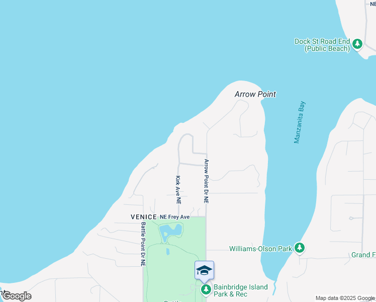 map of restaurants, bars, coffee shops, grocery stores, and more near 11995 Arrow Point Drive Northeast in Bainbridge Island