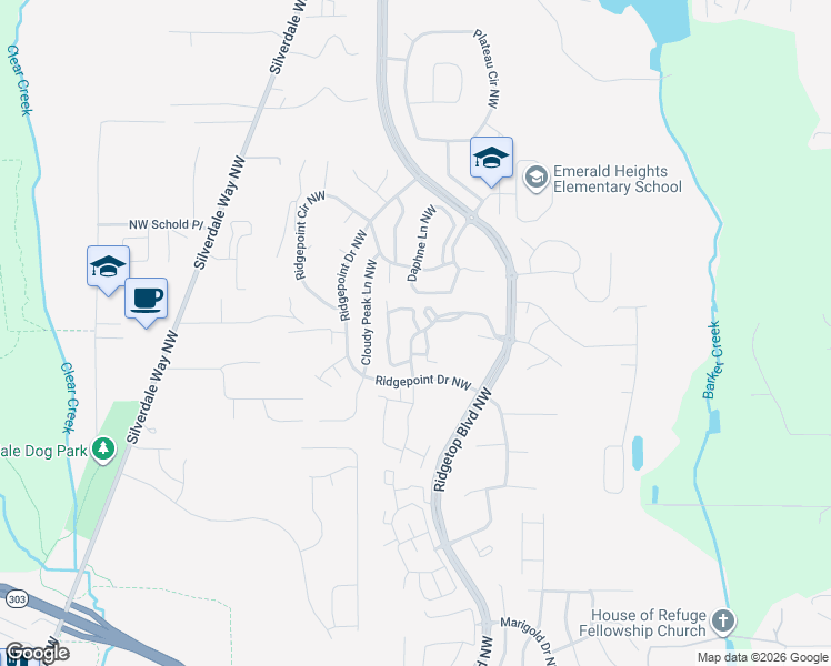 map of restaurants, bars, coffee shops, grocery stores, and more near 11786-11798 High Sierra Lane Northwest in Silverdale