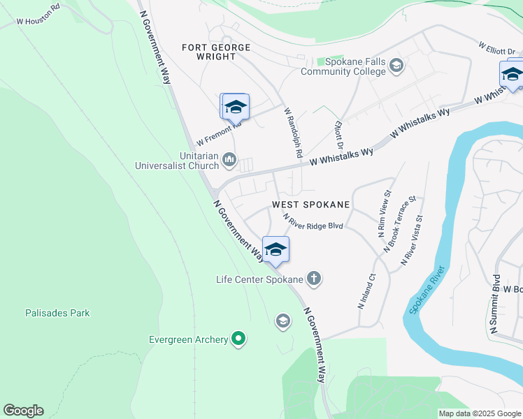 map of restaurants, bars, coffee shops, grocery stores, and more near 4116 West Hood River Avenue in Spokane