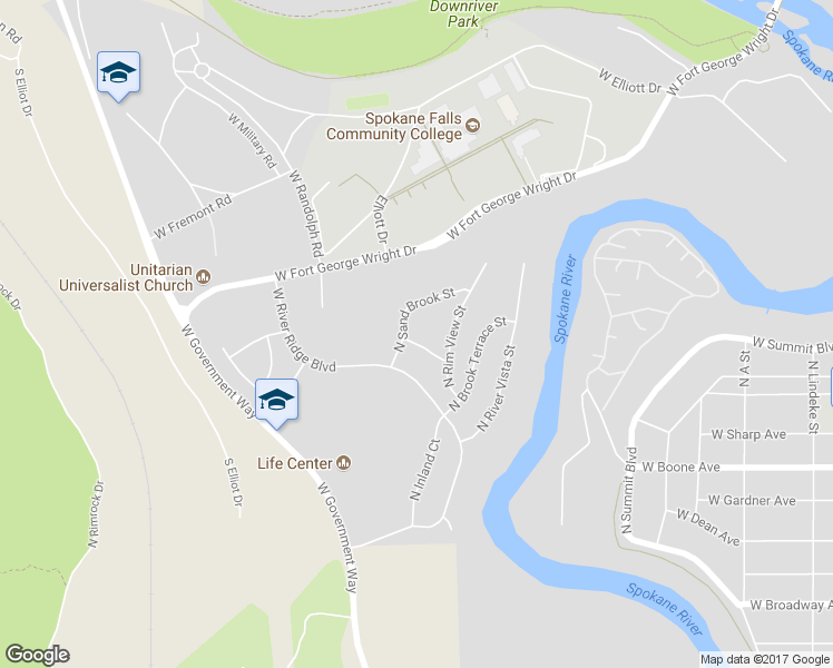 map of restaurants, bars, coffee shops, grocery stores, and more near 3714 West Little Rock Street in Spokane