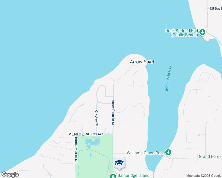 map of restaurants, bars, coffee shops, grocery stores, and more near 11995 Arrow Point Drive Northeast in Bainbridge Island