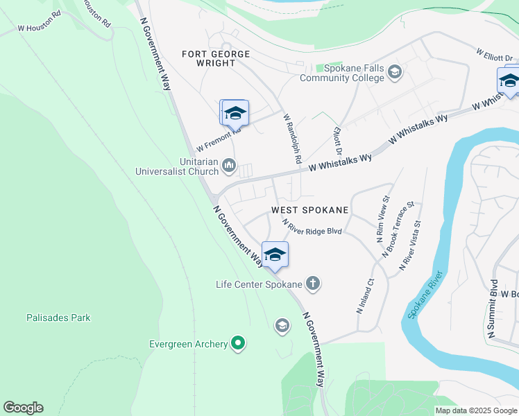 map of restaurants, bars, coffee shops, grocery stores, and more near 4116 West Hood River Avenue in Spokane