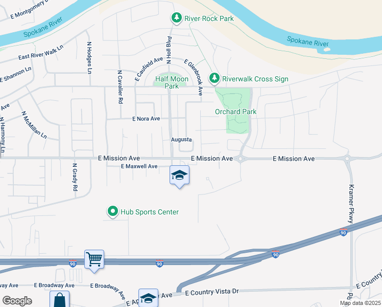map of restaurants, bars, coffee shops, grocery stores, and more near 1620 North Cirque Lane in Liberty Lake