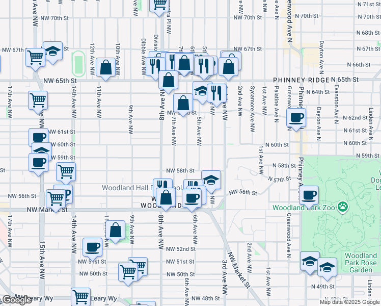 map of restaurants, bars, coffee shops, grocery stores, and more near 5814 6th Avenue Northwest in Seattle
