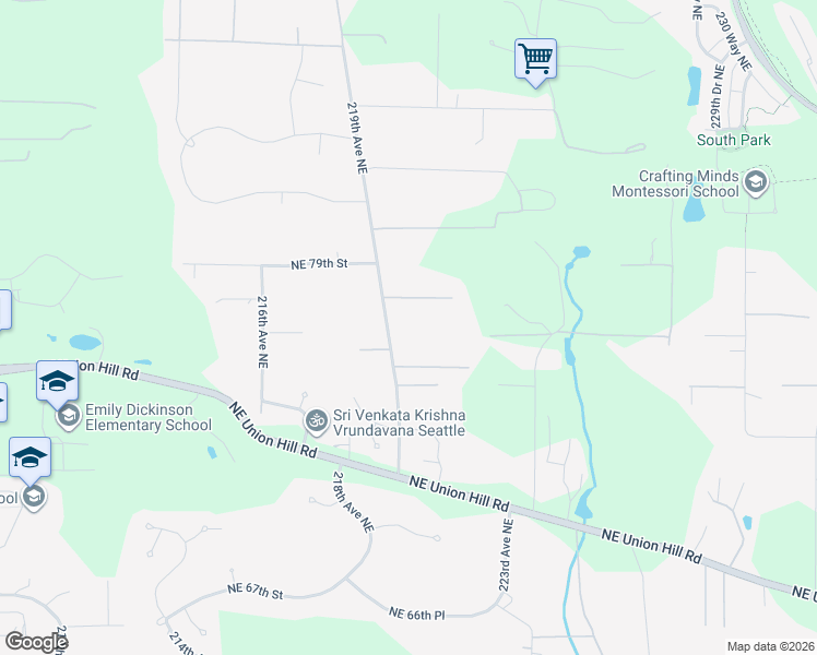 map of restaurants, bars, coffee shops, grocery stores, and more near 22025 Northeast 78th Street in Redmond