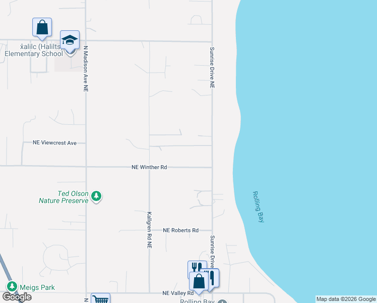 map of restaurants, bars, coffee shops, grocery stores, and more near 10371 Northeast Sasquatch Lane in Bainbridge Island