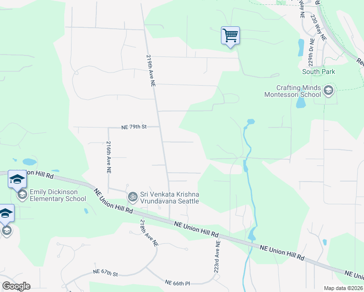 map of restaurants, bars, coffee shops, grocery stores, and more near 22025 Northeast 78th Street in Redmond
