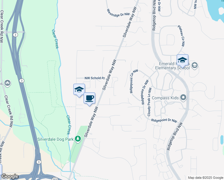 map of restaurants, bars, coffee shops, grocery stores, and more near in Silverdale
