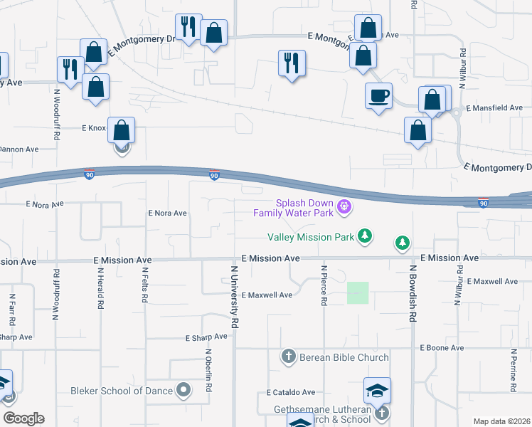 map of restaurants, bars, coffee shops, grocery stores, and more near 10813 East Augusta Avenue in Spokane Valley