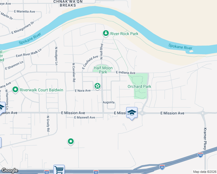 map of restaurants, bars, coffee shops, grocery stores, and more near 1911 North Willamette Road in Liberty Lake