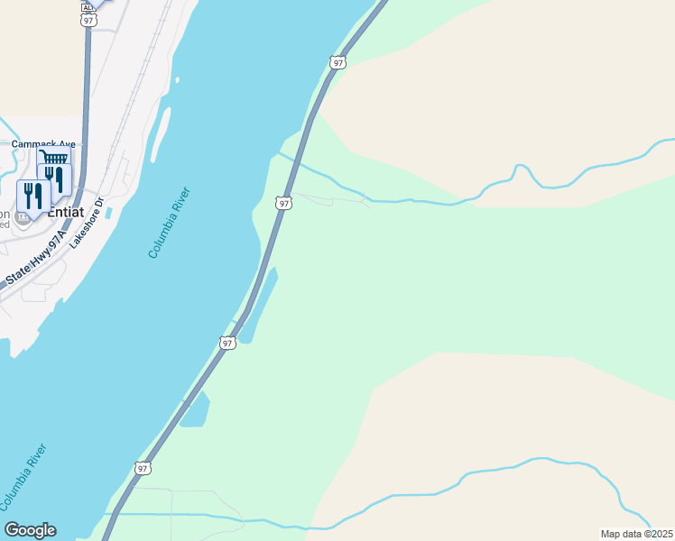 map of restaurants, bars, coffee shops, grocery stores, and more near U.S. 97 in Orondo