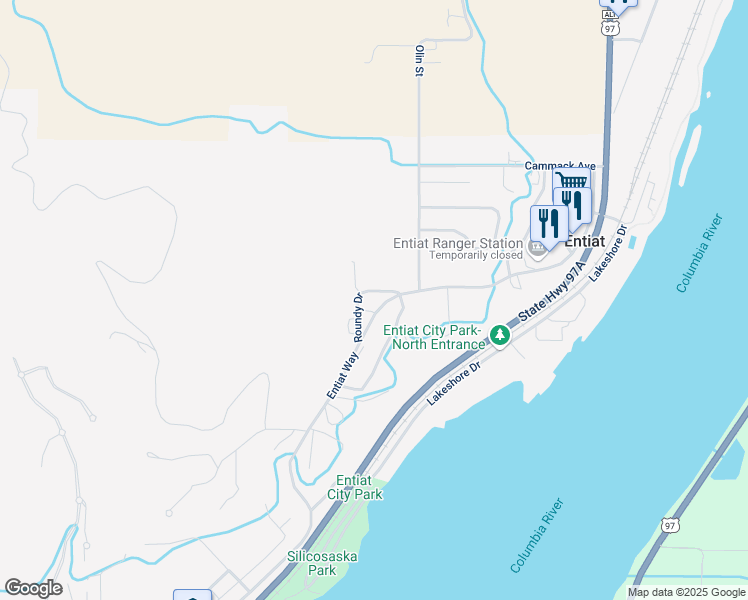 map of restaurants, bars, coffee shops, grocery stores, and more near 2322 Entiat Way in Entiat