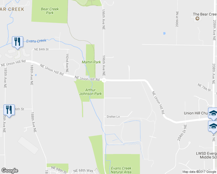 map of restaurants, bars, coffee shops, grocery stores, and more near 7740 196th Avenue Northeast in Redmond