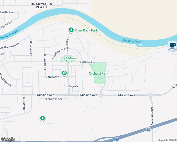 map of restaurants, bars, coffee shops, grocery stores, and more near 20270 East Deschutes Avenue in Liberty Lake