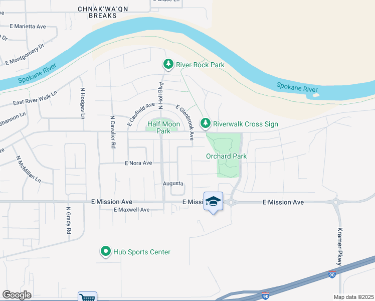 map of restaurants, bars, coffee shops, grocery stores, and more near 20130 East Deschutes Avenue in Liberty Lake