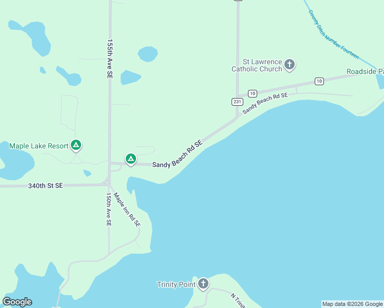 map of restaurants, bars, coffee shops, grocery stores, and more near 15795 Sandy Beach Road Southeast in Mentor