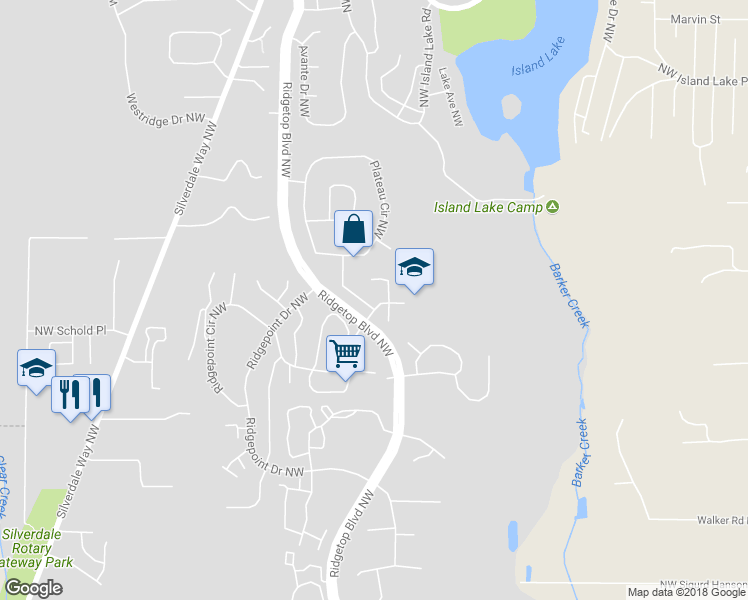 map of restaurants, bars, coffee shops, grocery stores, and more near 12223 Ravena Place Northwest in Silverdale