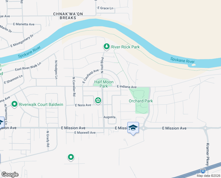 map of restaurants, bars, coffee shops, grocery stores, and more near 20023 East Meyers Avenue in Liberty Lake