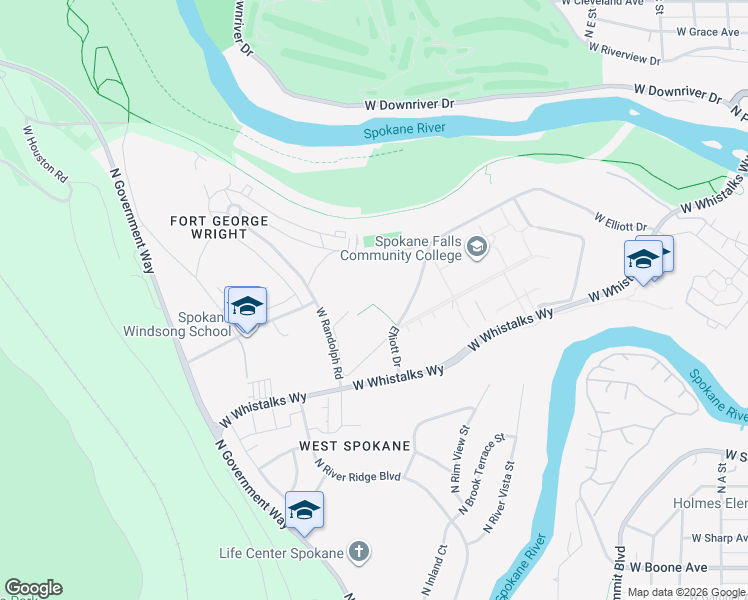 map of restaurants, bars, coffee shops, grocery stores, and more near in Spokane