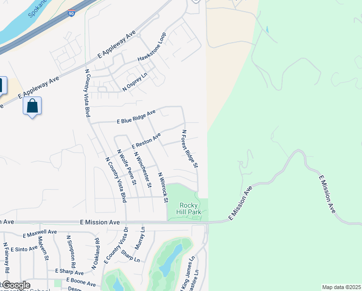 map of restaurants, bars, coffee shops, grocery stores, and more near 24950 East Stonecrest Avenue in Liberty Lake