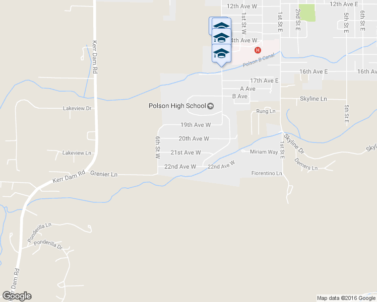 map of restaurants, bars, coffee shops, grocery stores, and more near 403 21st Avenue West in Polson